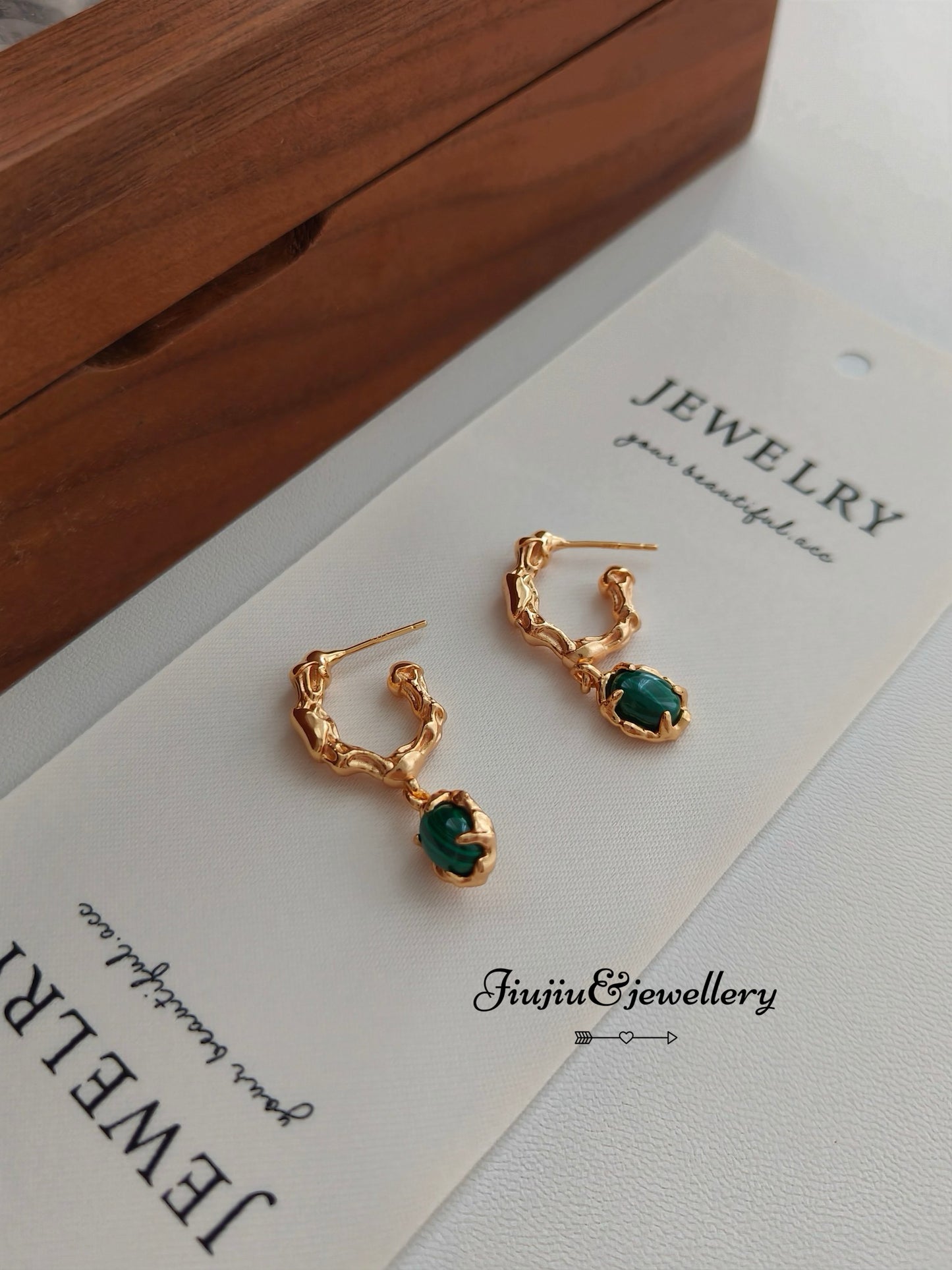 Malachite Round Earrings