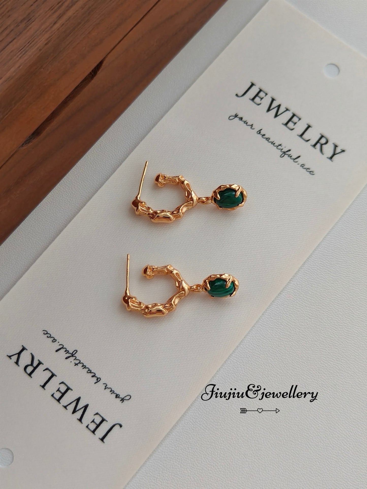 Malachite Round Earrings