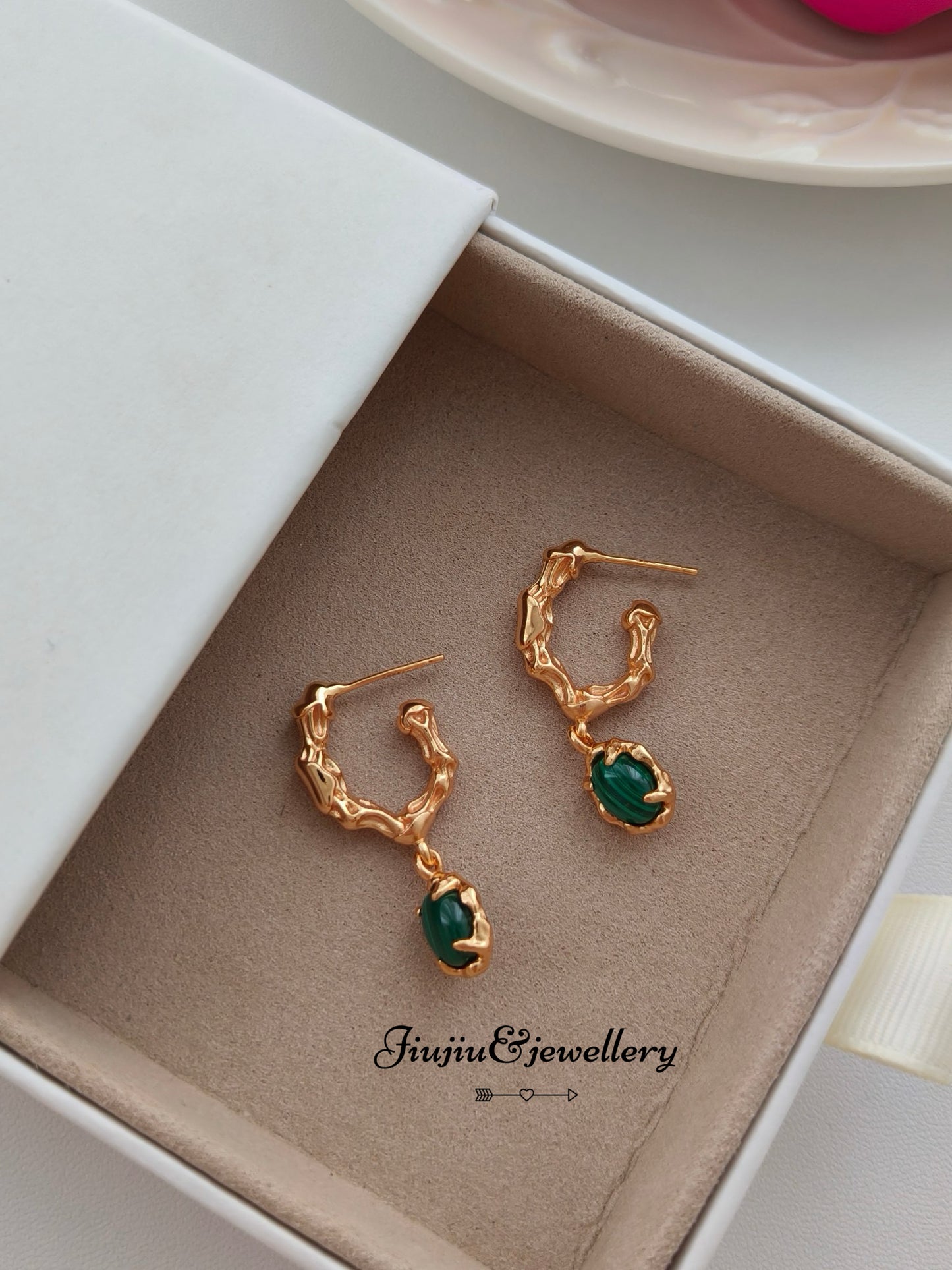 Malachite Round Earrings