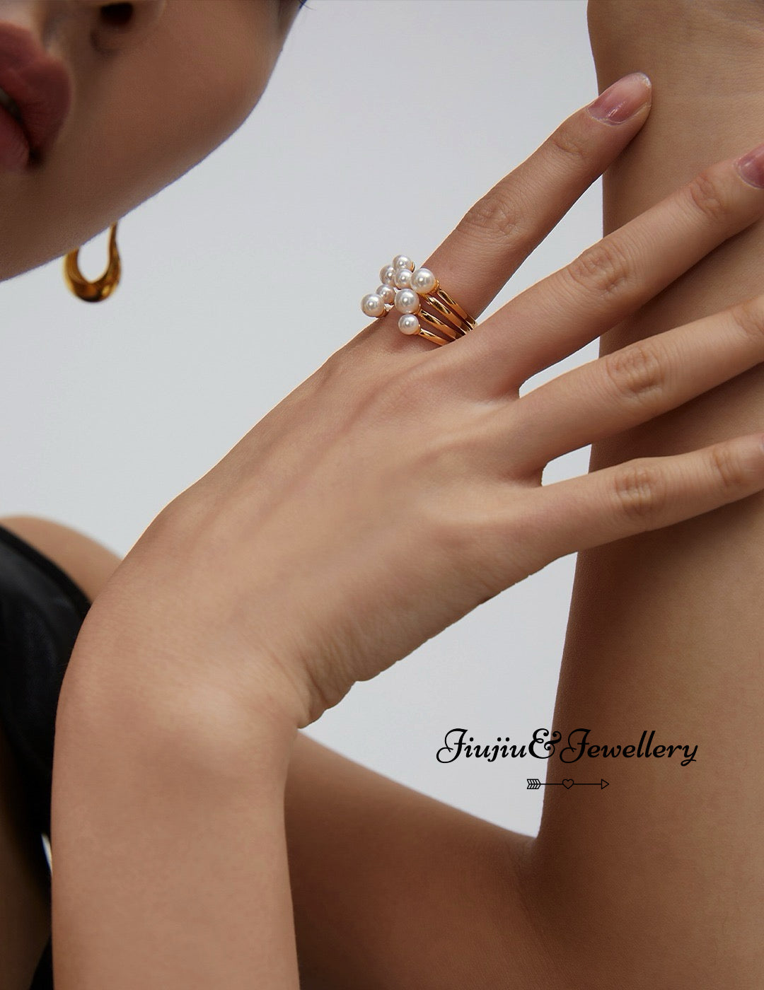 Shell Bead Pistil Pearl Ring