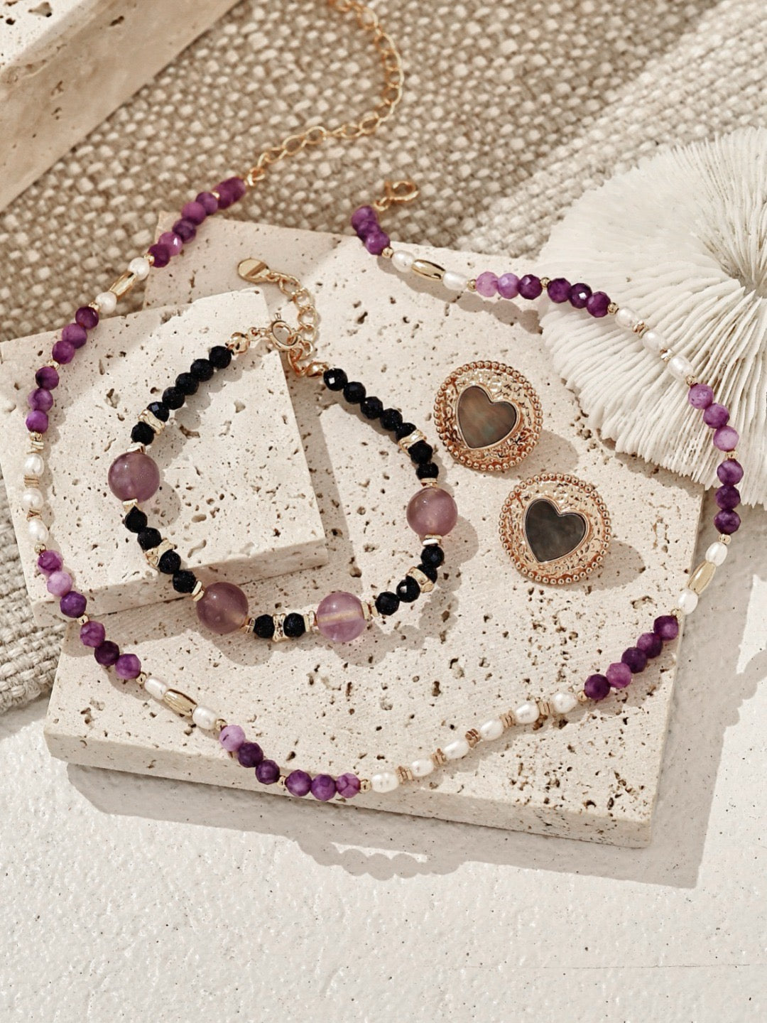 Fashionable Natural Lavender Light Amethyst Blue Sandstone Bead Bracelet