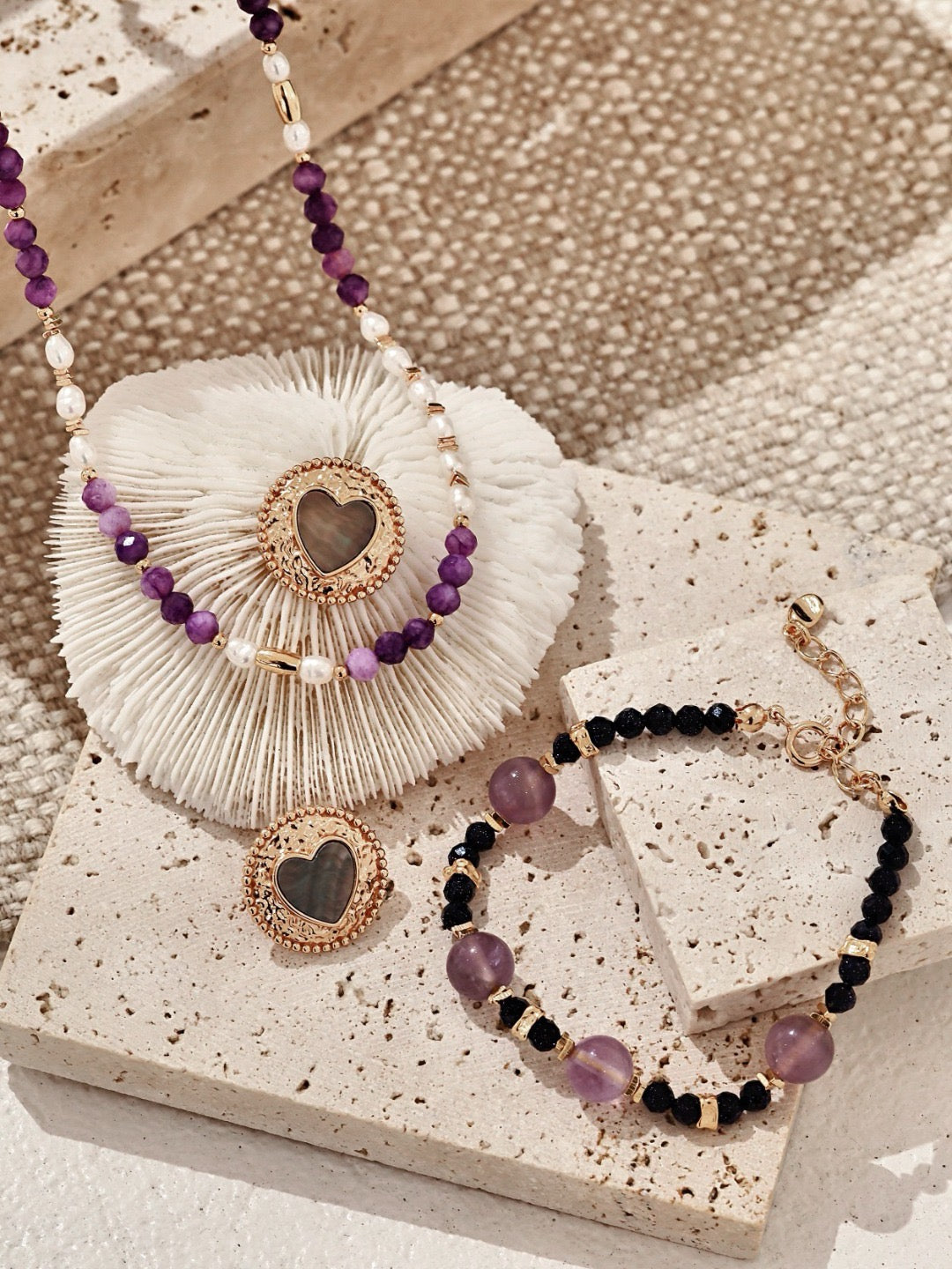 Fashionable Natural Lavender Light Amethyst Blue Sandstone Bead Bracelet