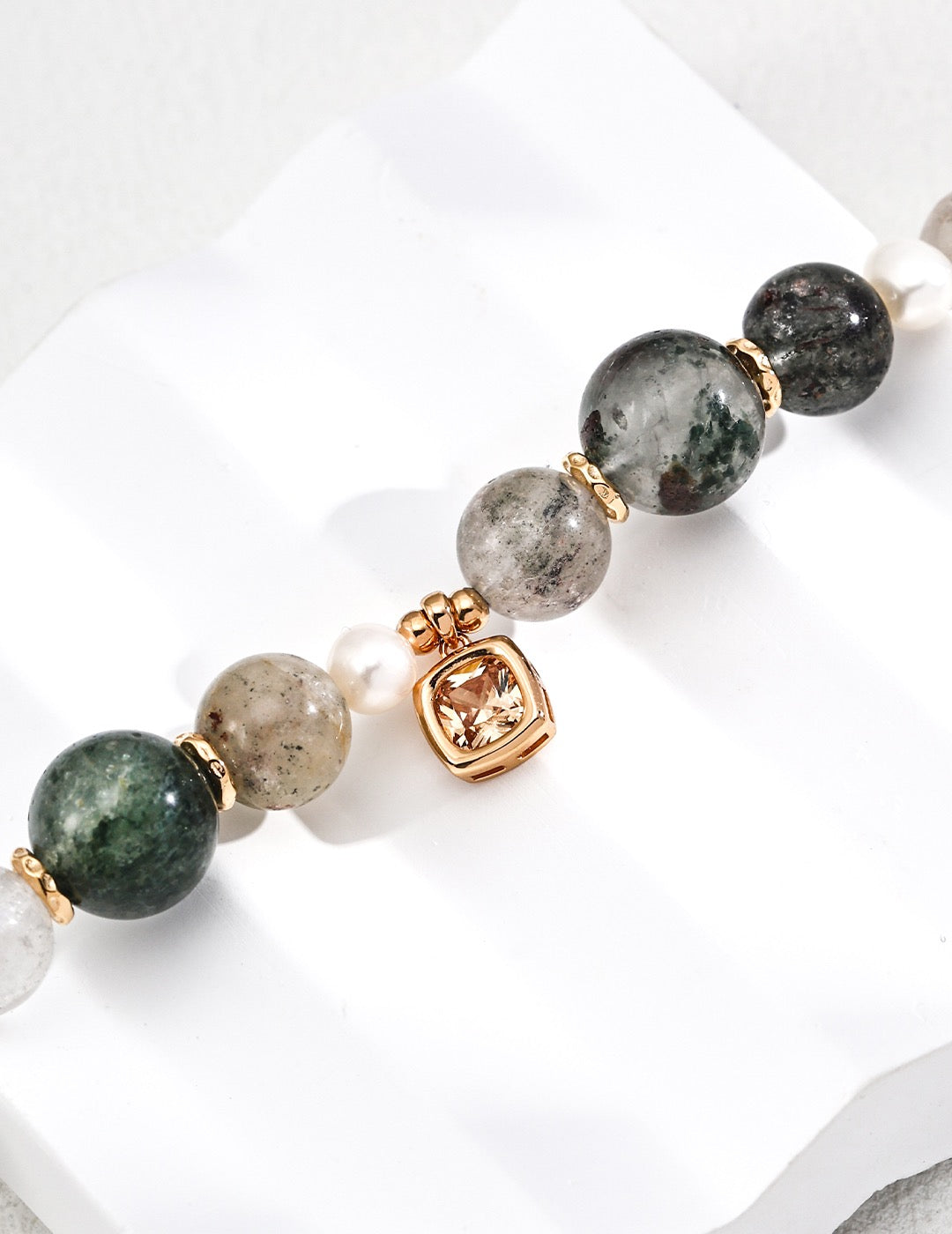 Natural Pearl Ghost Bead Crystal Bracelet