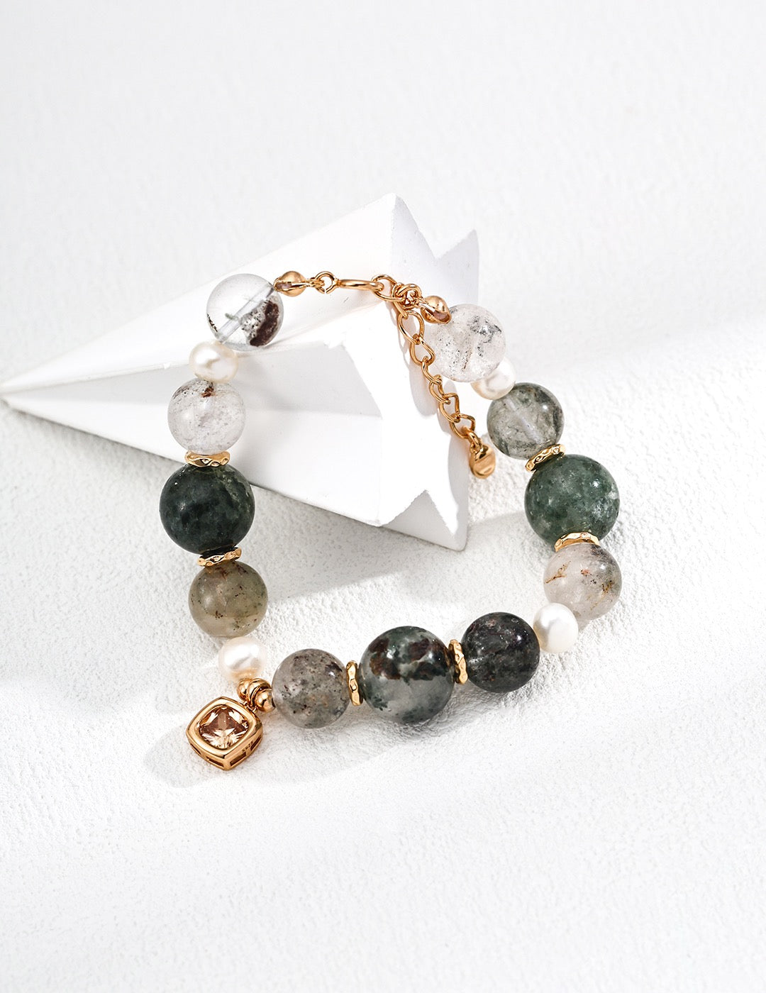 Natural Pearl Ghost Bead Crystal Bracelet