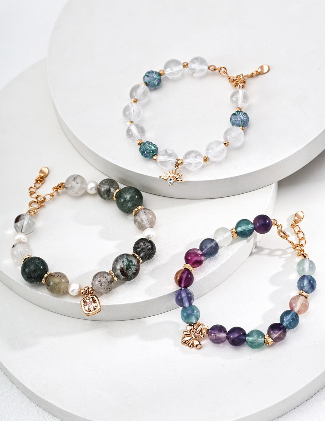 Natural Pearl Ghost Bead Crystal Bracelet