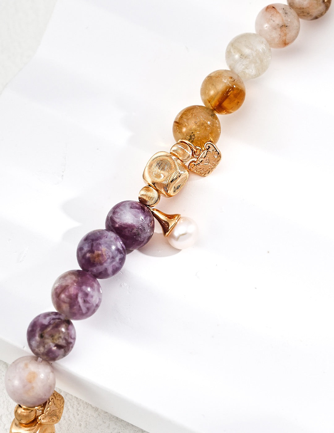 Multicoloured Amethyst, Topaz, Green Fluorite Bracelet