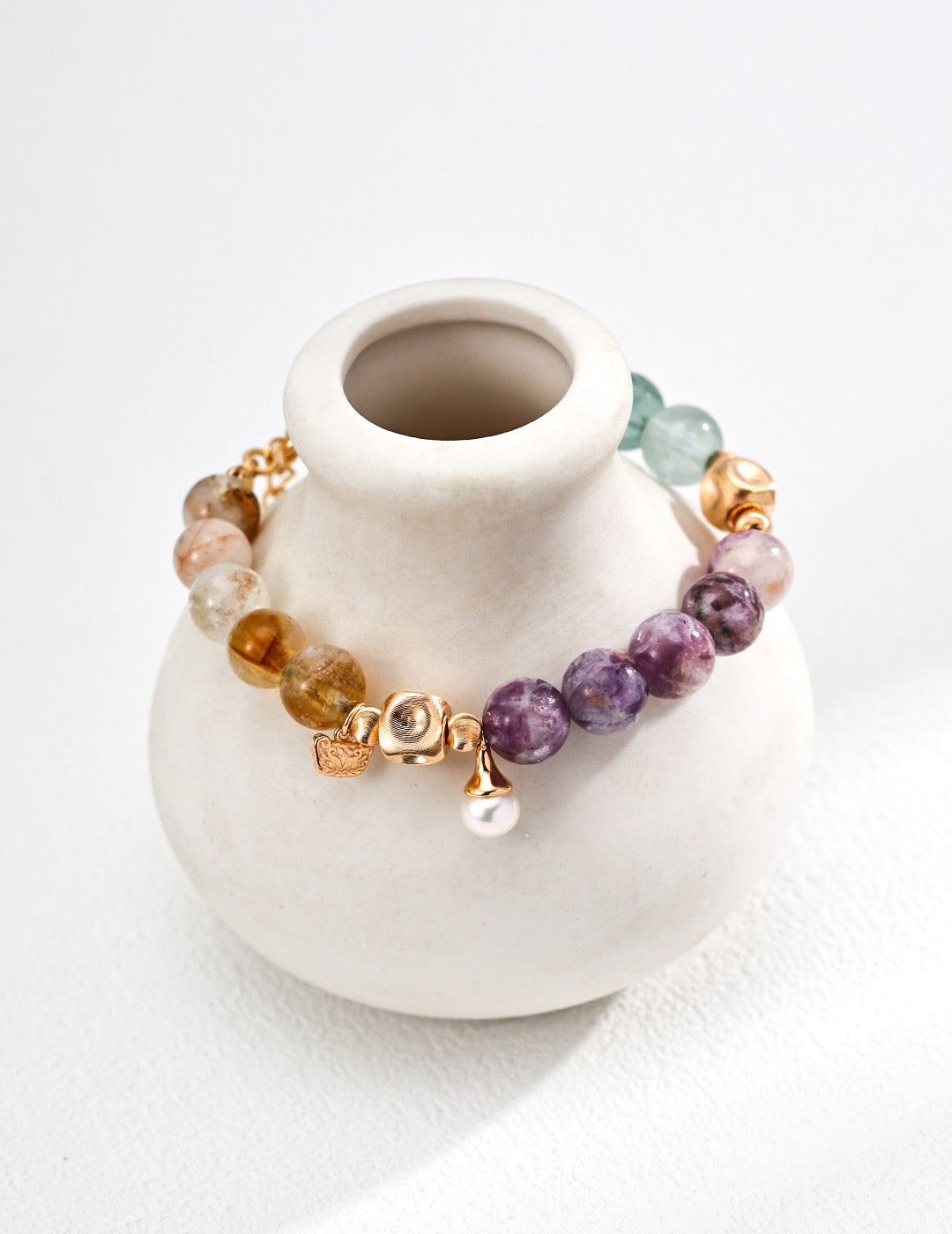 Multicoloured Amethyst, Topaz, Green Fluorite Bracelet