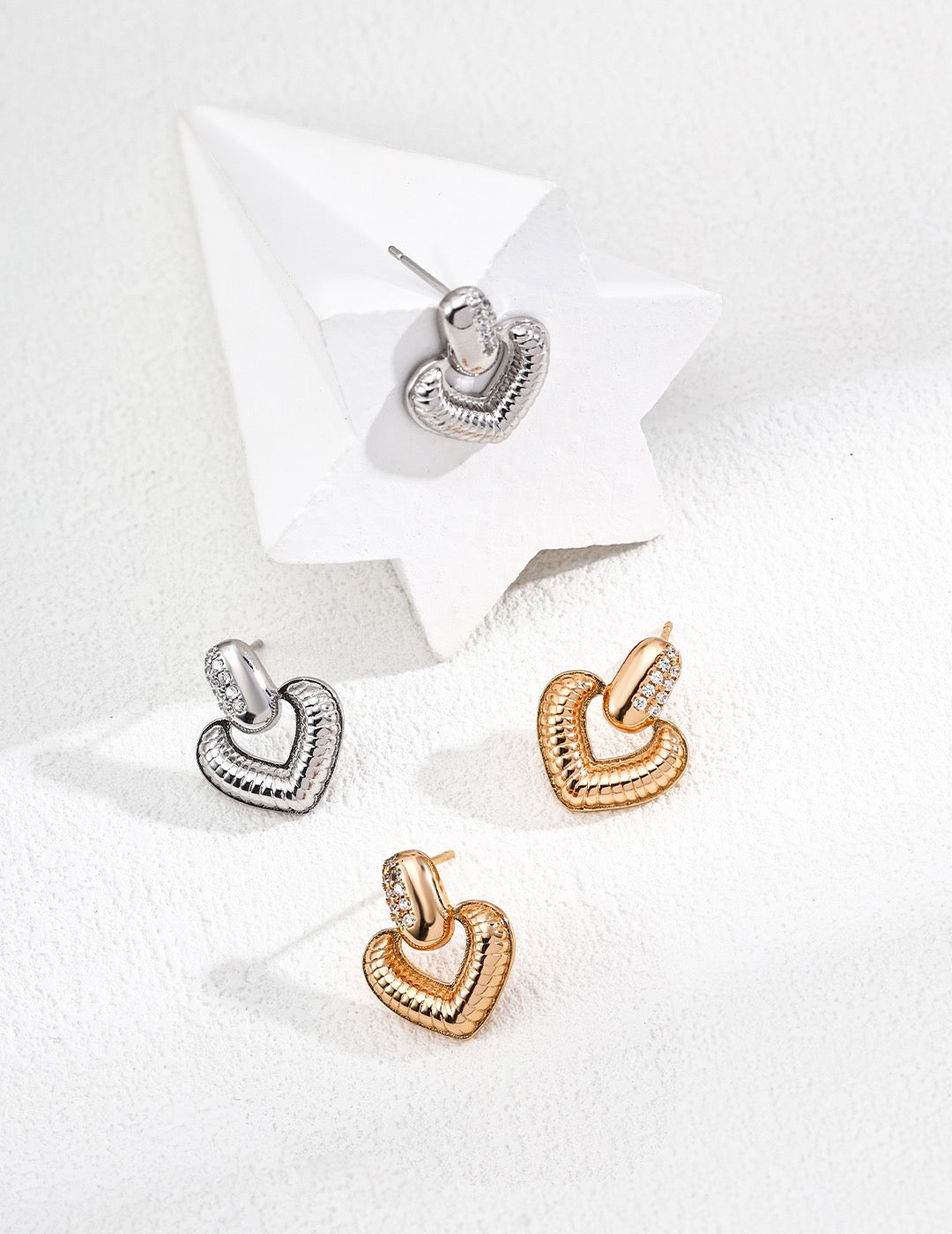 Vintage-inspired heart-shaped earrings