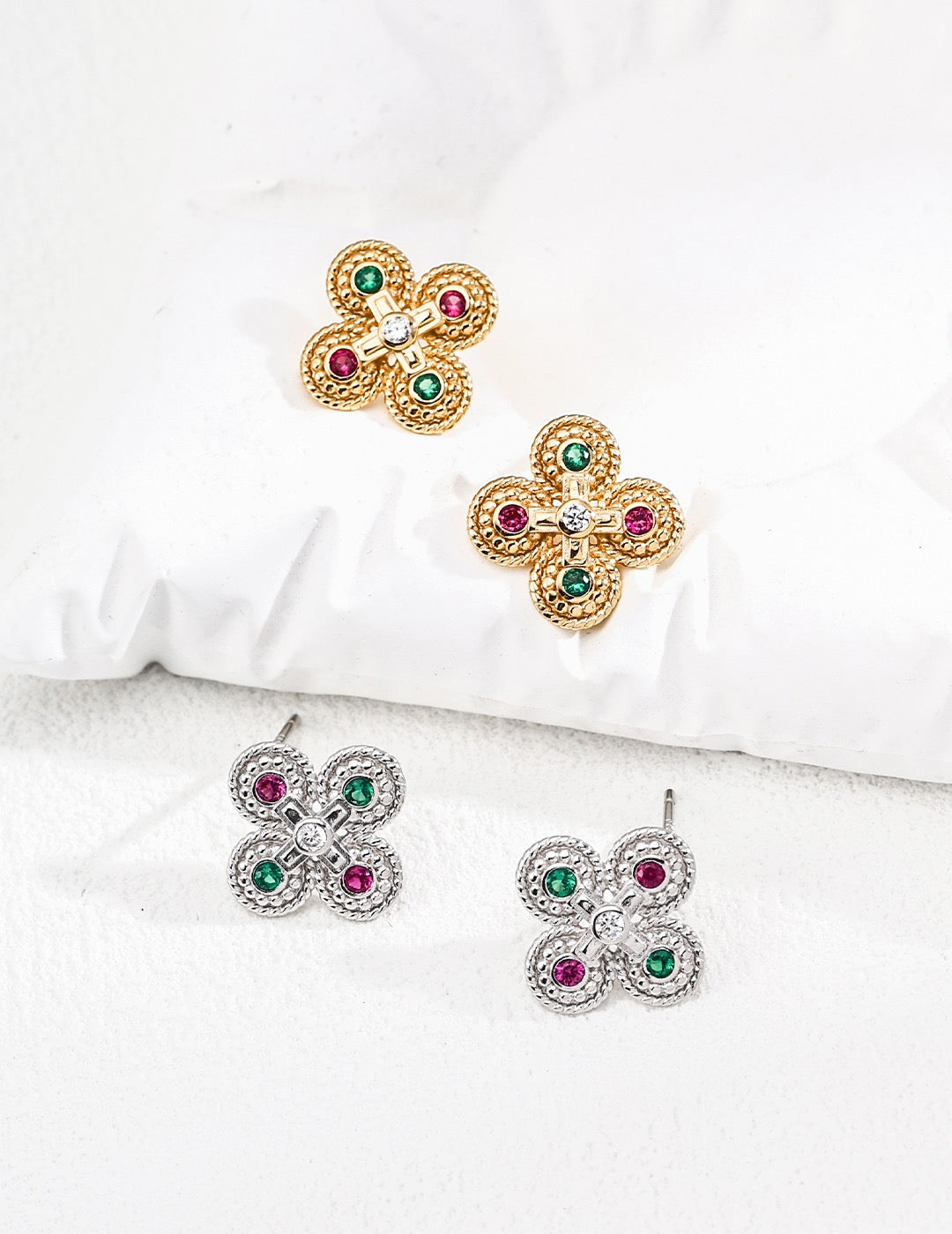 Vintage-inspired Four-Leaf Clover Earrings