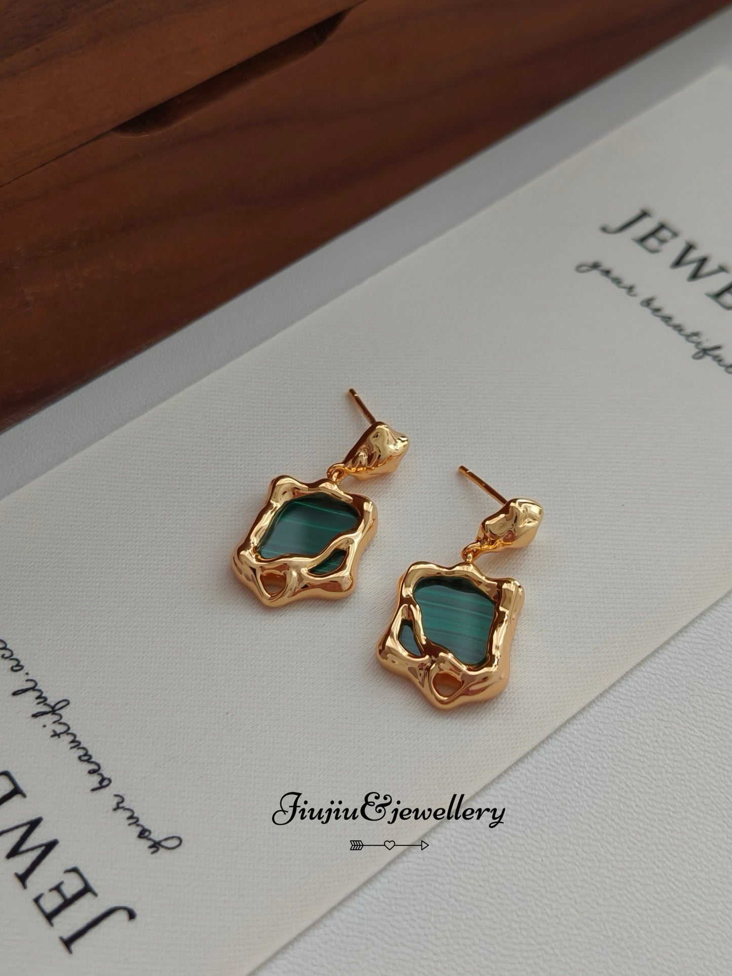 Malachite Square Earrings