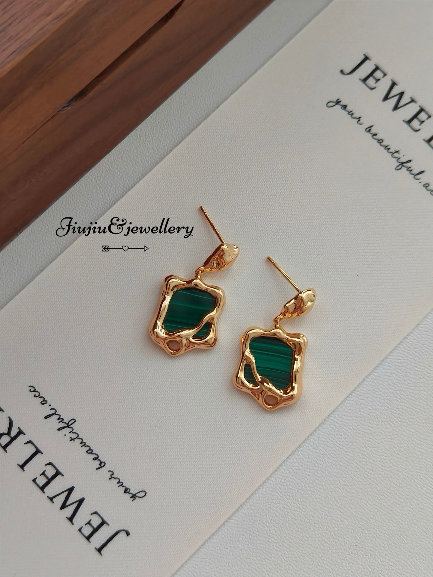 Malachite Square Earrings