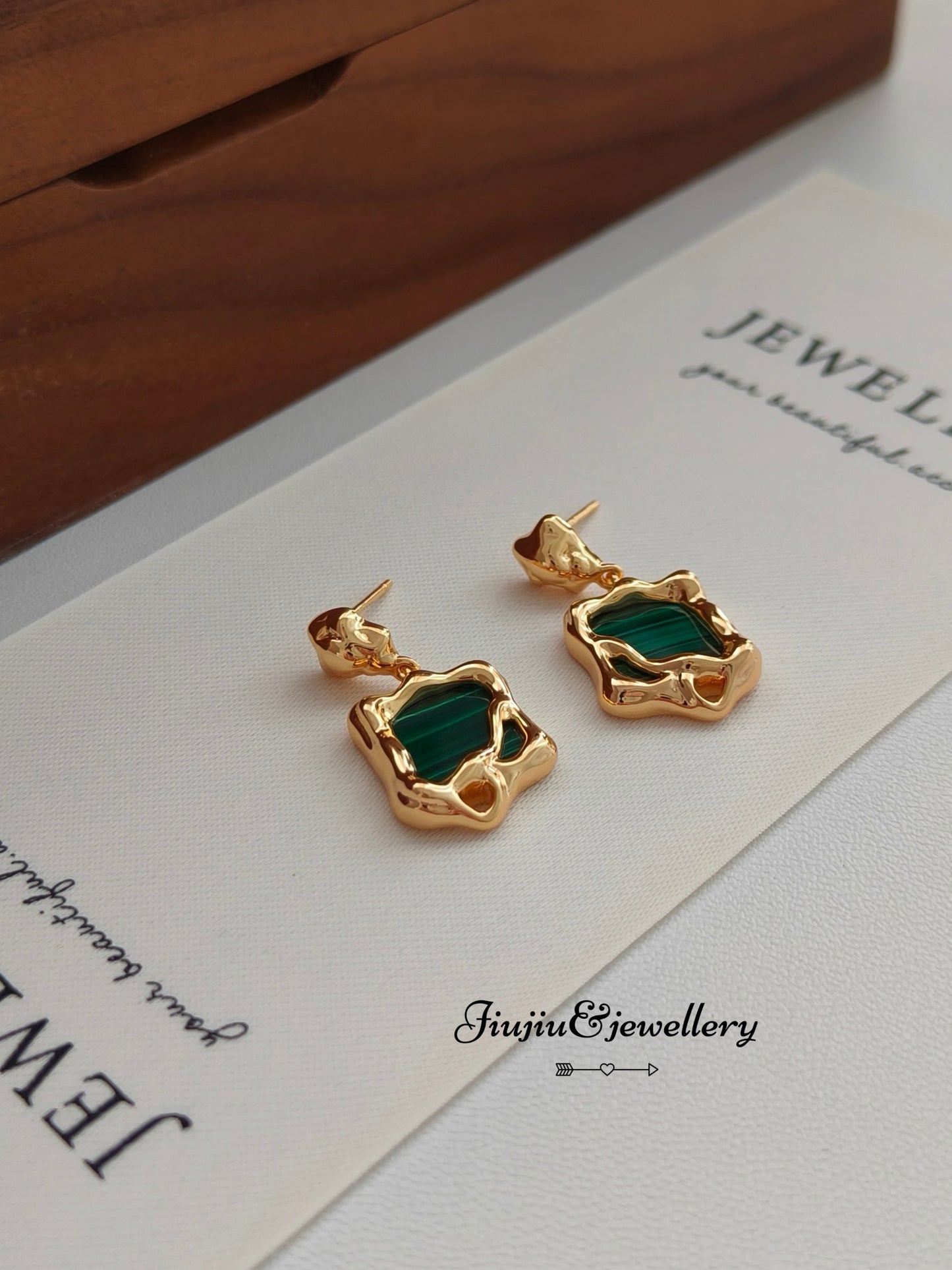 Malachite Square Earrings