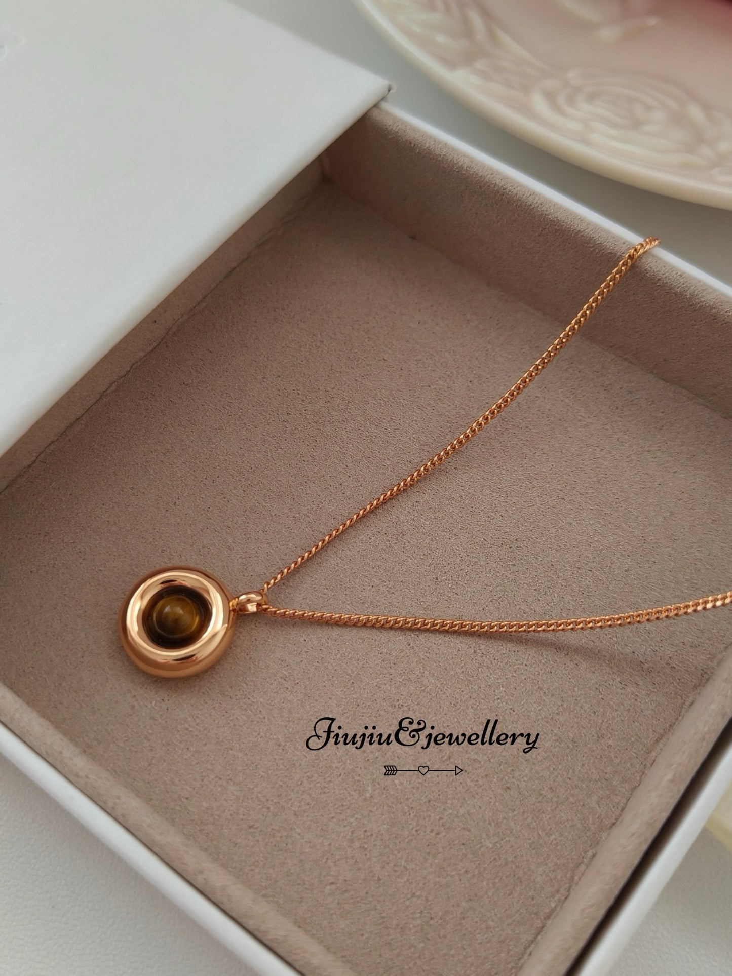 Donut Tiger Eye Stone Necklace