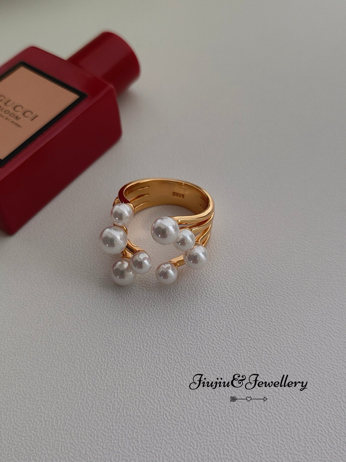 Shell Bead Pistil Pearl Ring