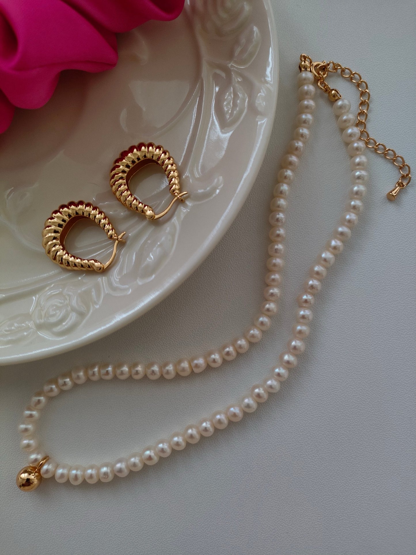 Golden Ball Pearl Necklace