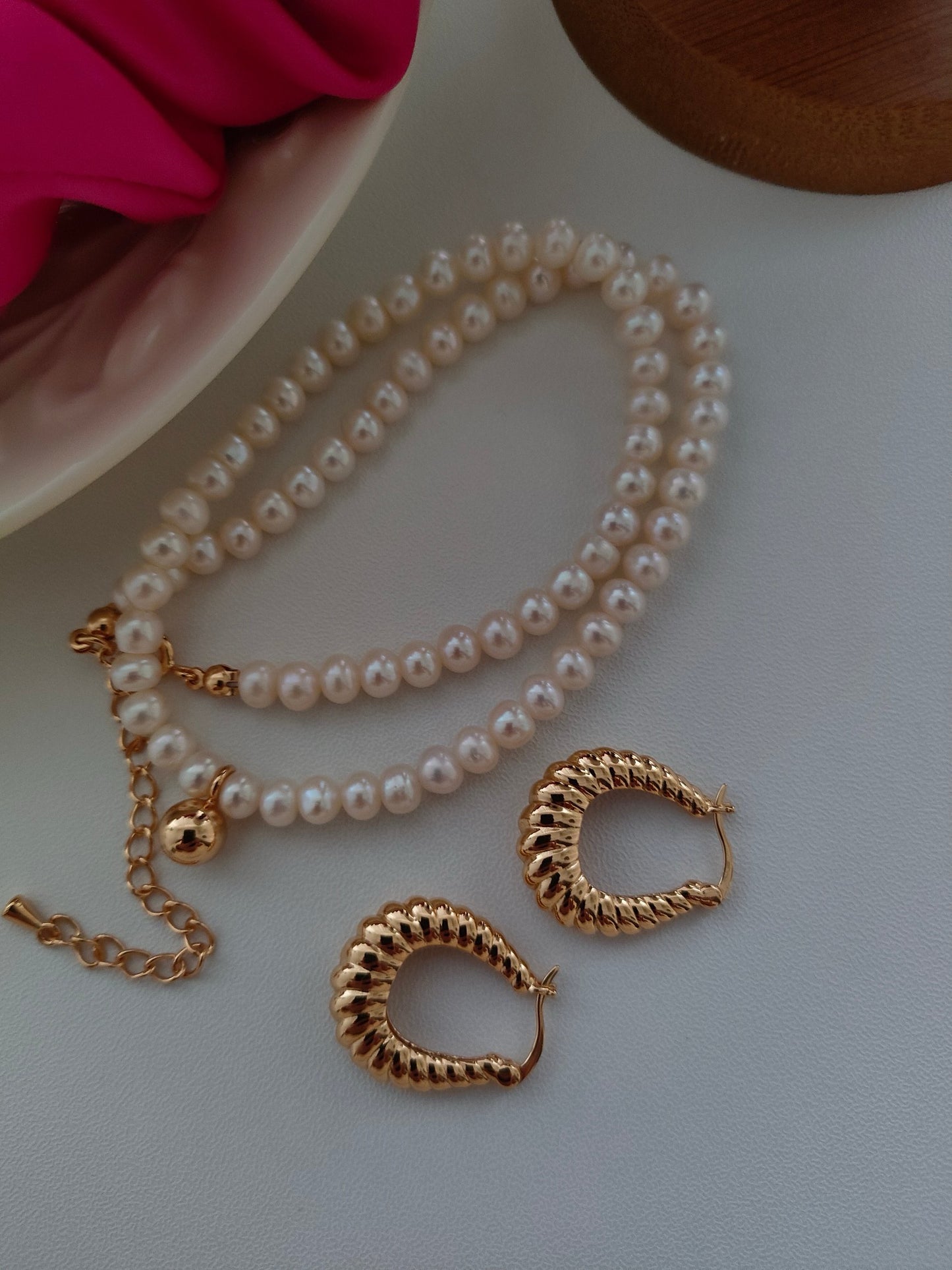Golden Ball Pearl Necklace