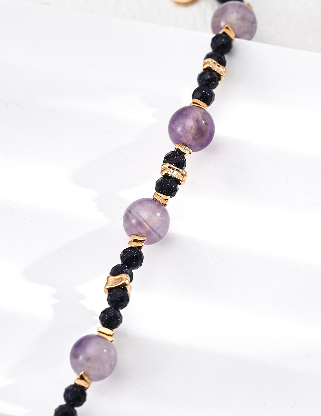 Fashionable Natural Lavender Light Amethyst Blue Sandstone Bead Bracelet