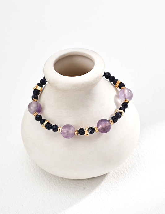 Fashionable Natural Lavender Light Amethyst Blue Sandstone Bead Bracelet