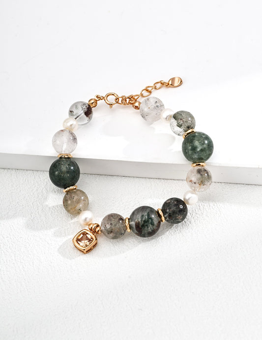 Natural Pearl Ghost Bead Crystal Bracelet